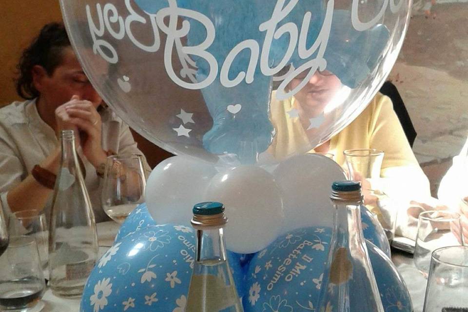 Centrotavola baby shower boy con foil - composizione fai da te