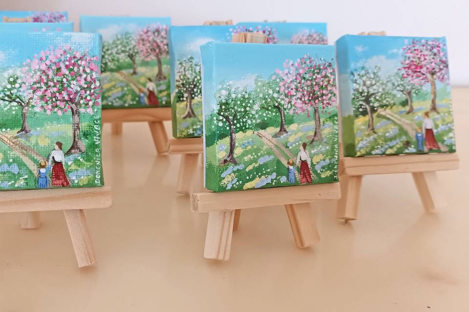 Mini dipinto con cavalletto.