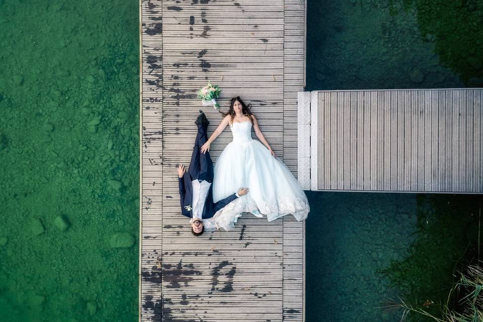 Wedding sposi drone