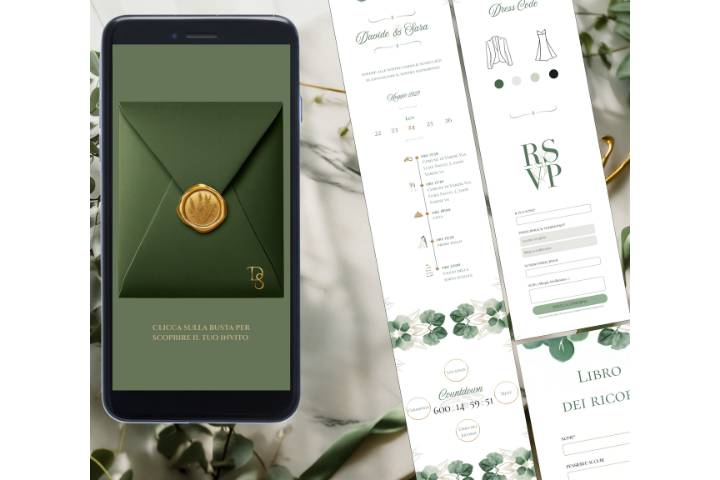 Invito matrimonio busta verde