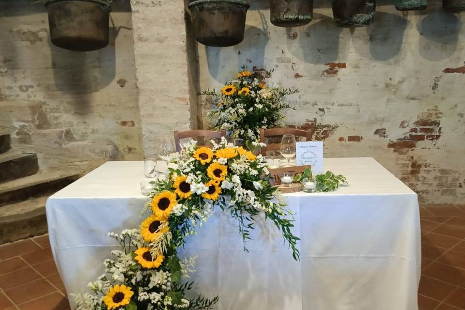 Tavolo sposi con girasoli