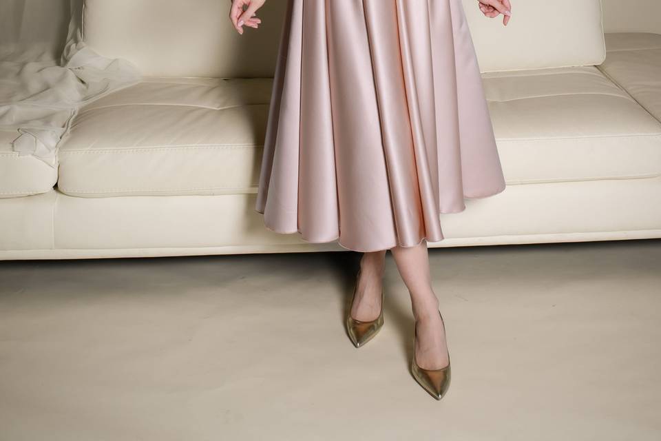 Abito midi rosa antico