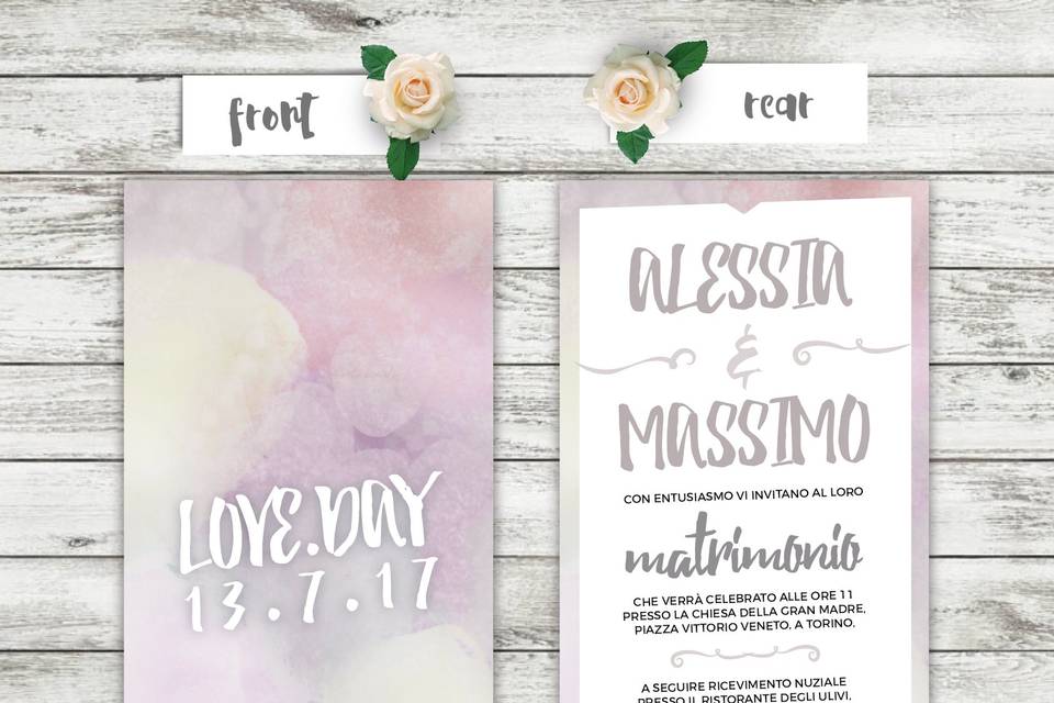 Invito acquarelli rosa