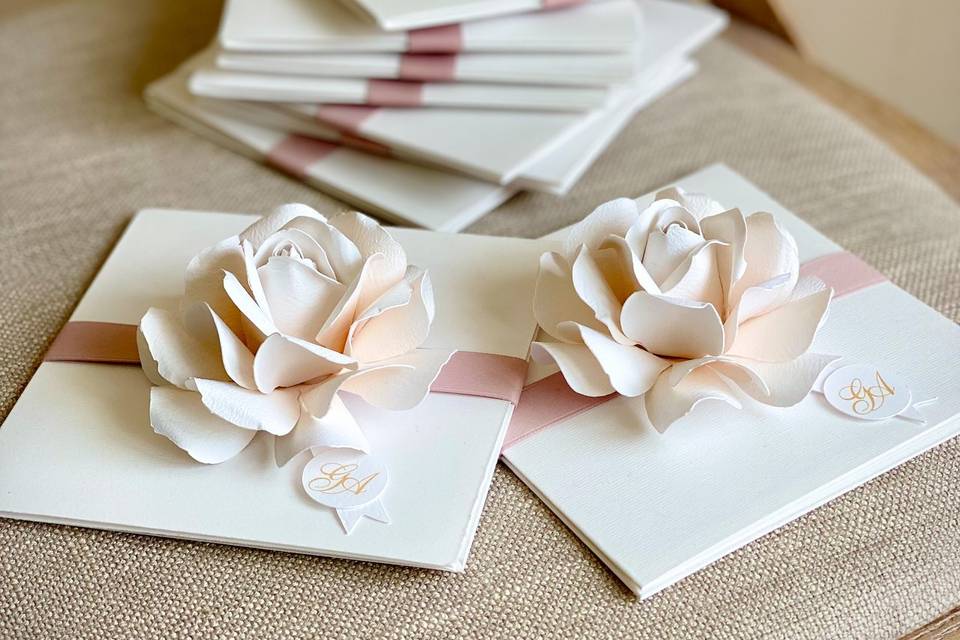 Partecipazioni origami rosa