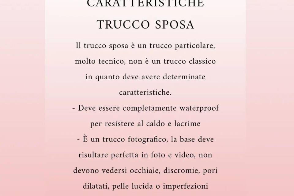 Caratteristiche trucco sposa