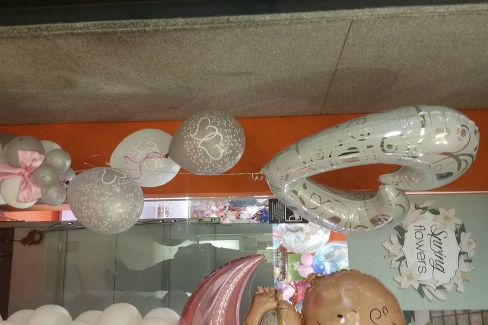 Centrotavola baby shower boy con foil - composizione fai da te palloncini