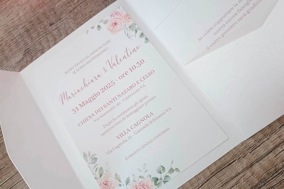 Partecipazione Matrimonio Rose