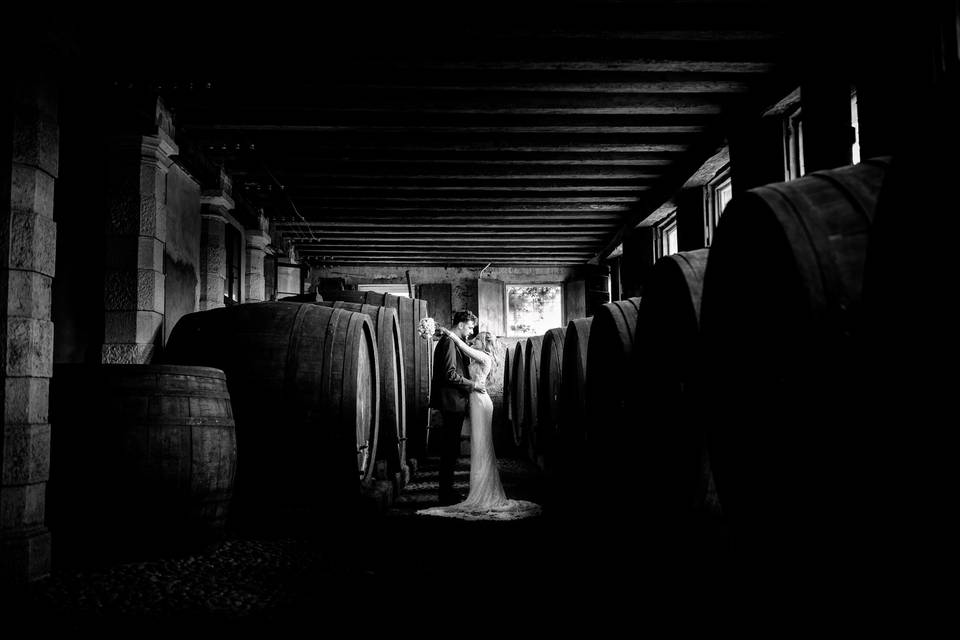 Gli sposi in cantina