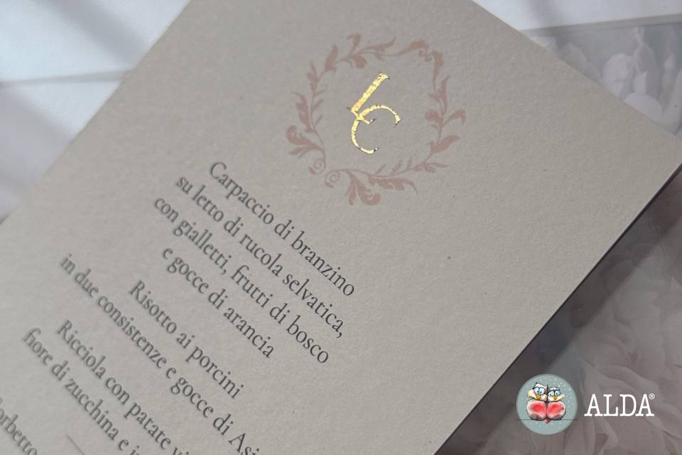 Menù con dettaglio in oro