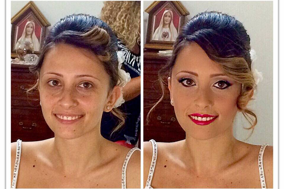 Prima e dopo trucco sposa