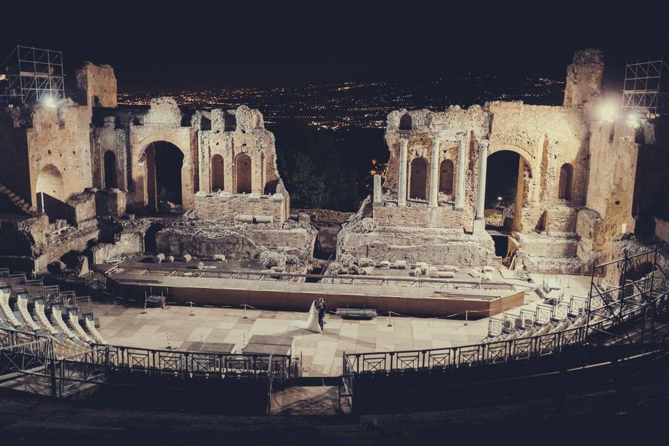 Teatro greco taormina di notte