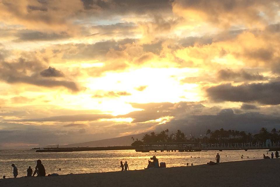 Tramonto a waikiki hawaii