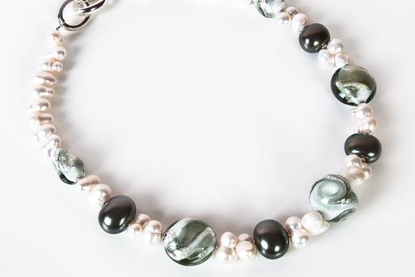 Collana vetro di Murano e perl