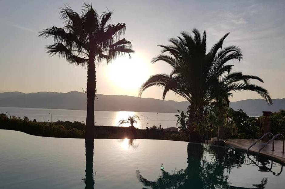 Palme e piscina a sfioro