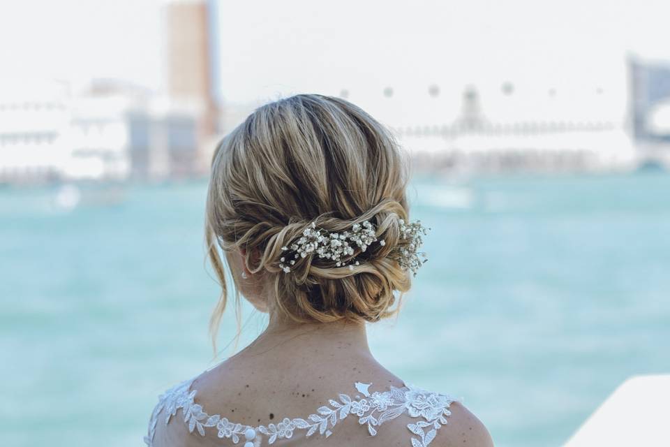 Wedding updo hair in Venice