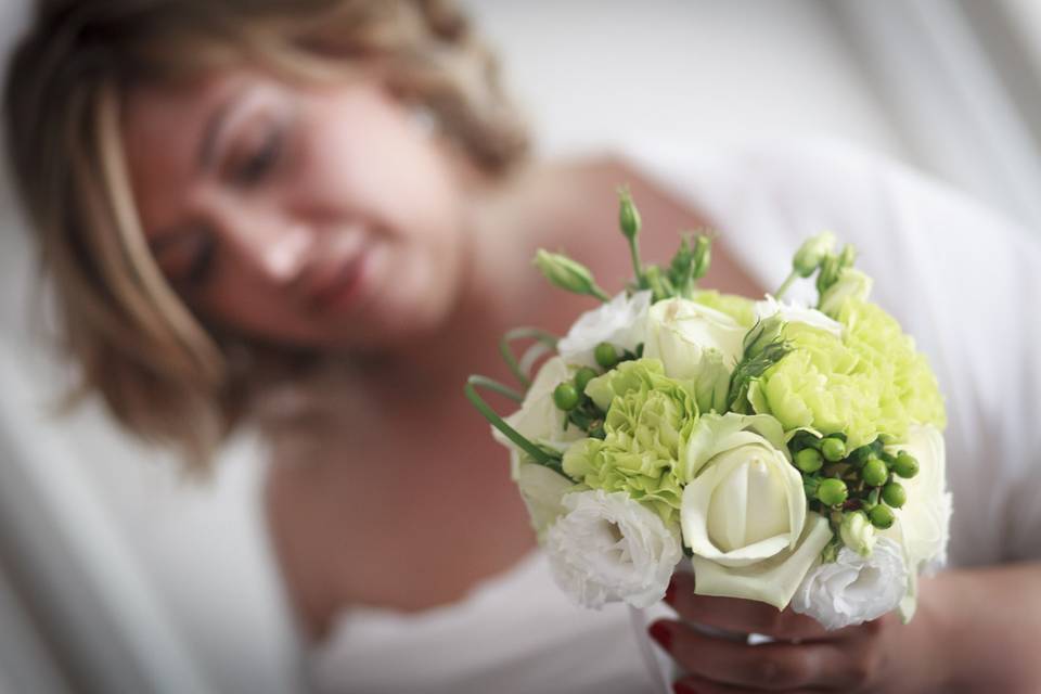 Bouquet sposa bianco e verde