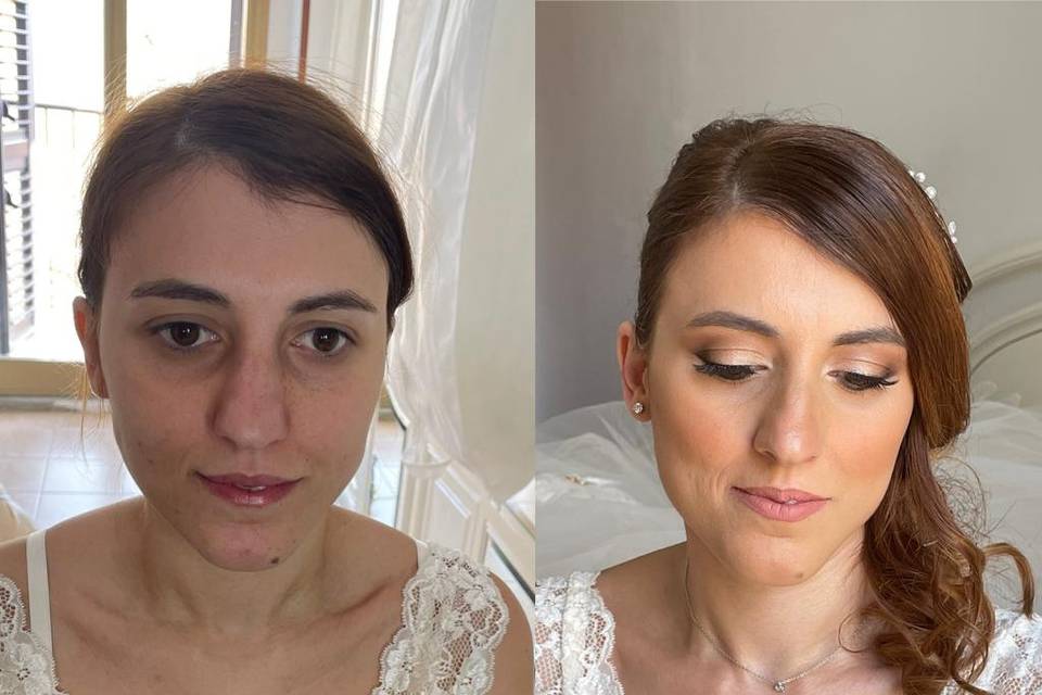 Prima e dopo make-up Sposa