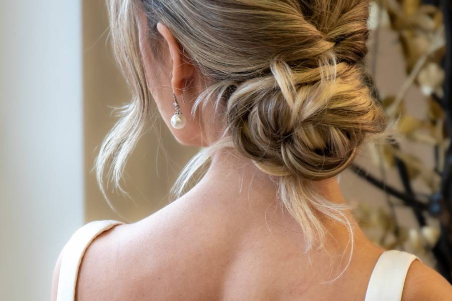 Textured low bun