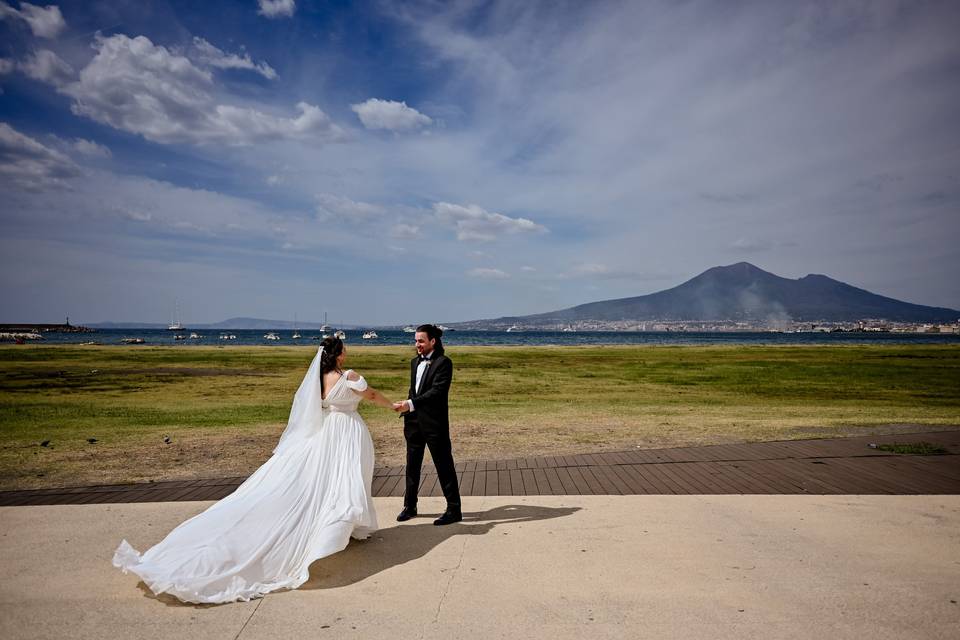 Sposi - mare - vesuvio