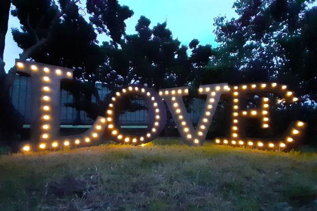Scritta LOVE luminosa