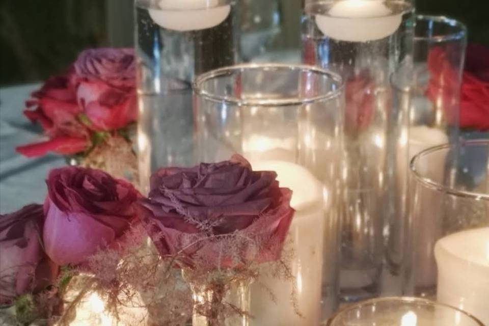 Centrotavola rose e candele