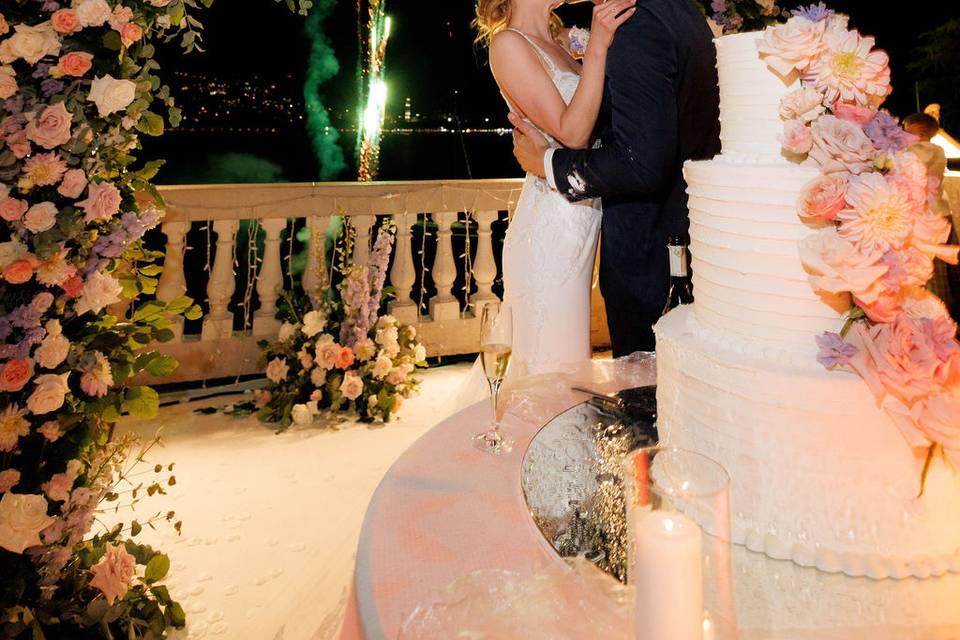 Cake-cutting and fireworks