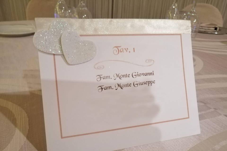 Segnatavolo con nomi famiglie