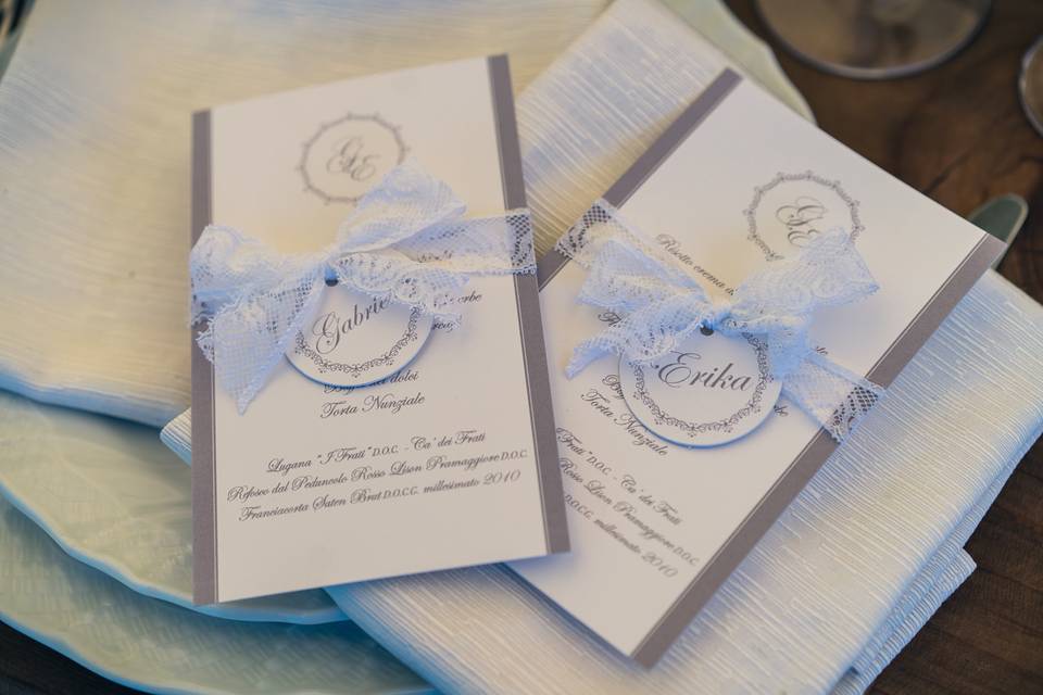 Wedding stationery - Menù