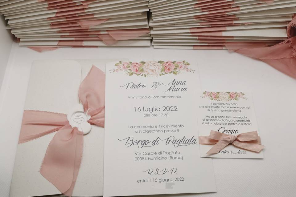 Partecipazione Chiffon Rosa