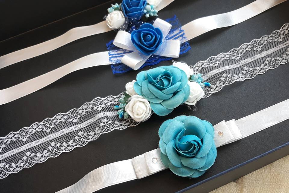 Corsage blu e turchese