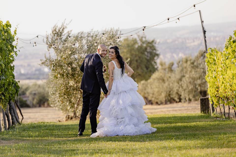 Sposi tra ulivi e vigne