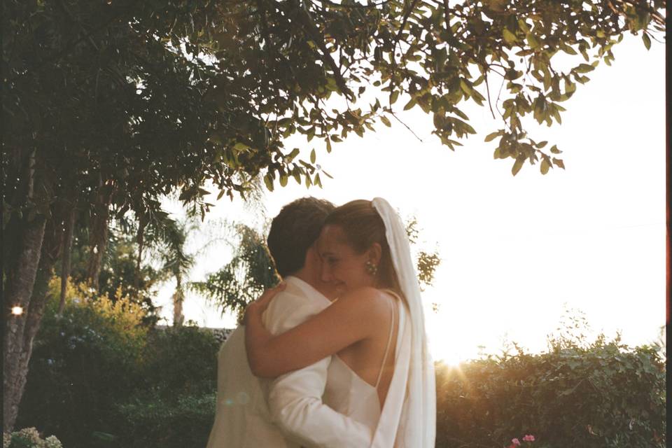 A hug for the newlyweds