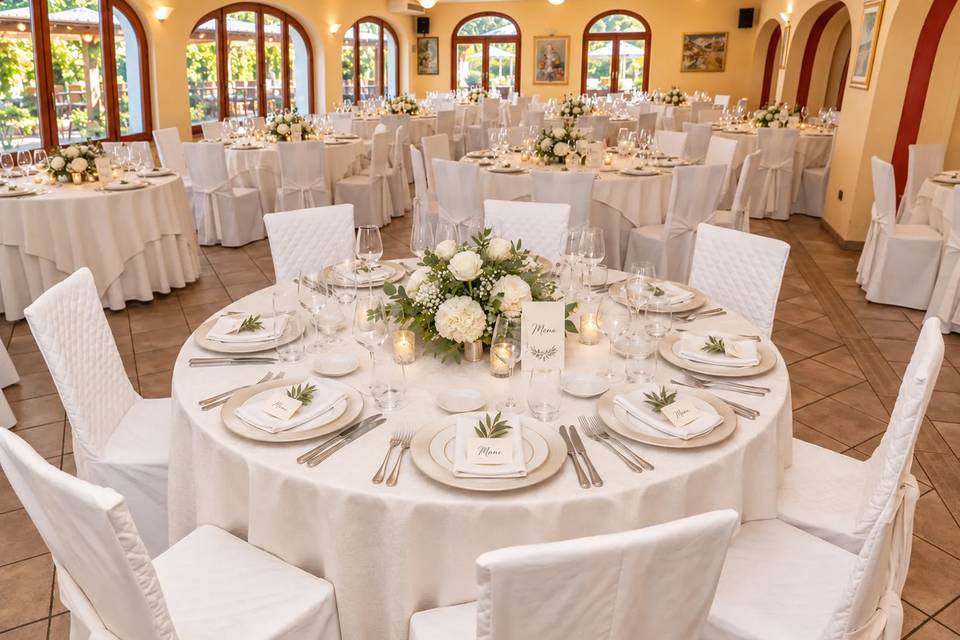 Sala da pranzo con addobbi