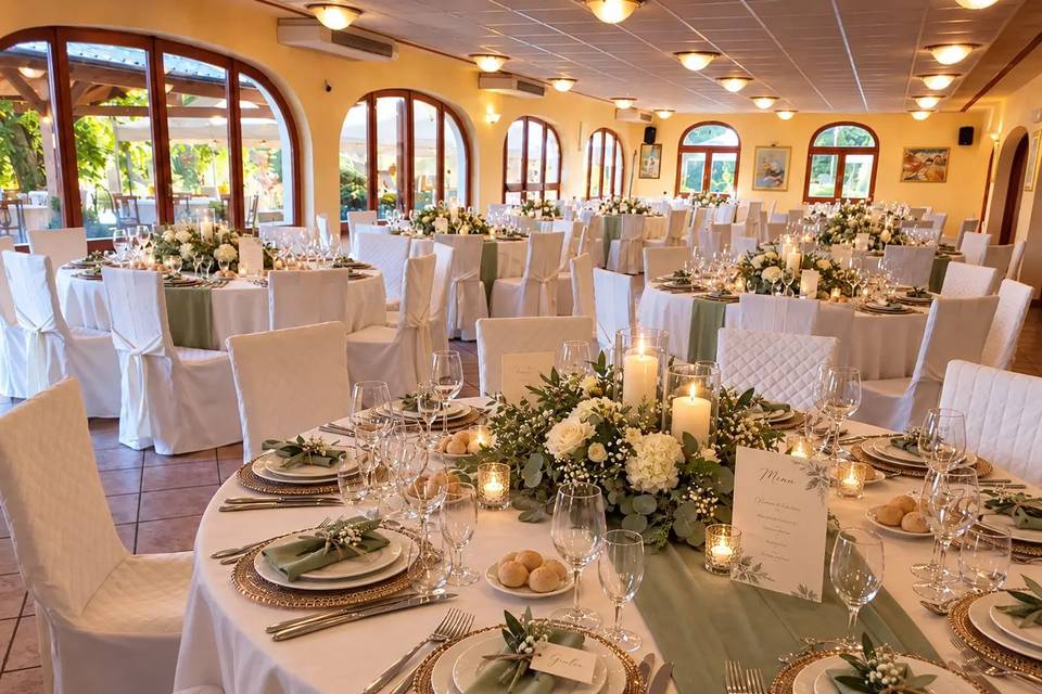 Sala da pranzo con addobbi