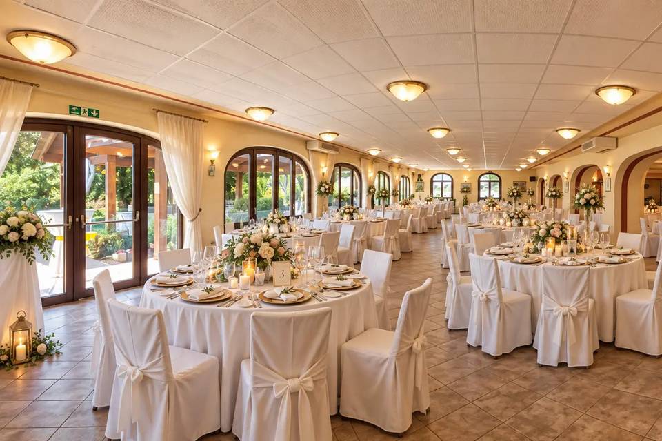 Sala da pranzo con addobbi