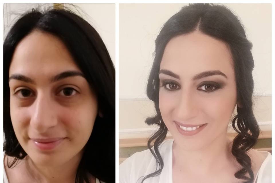 Before and after bride make up