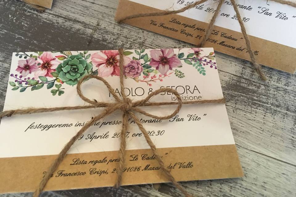 Invito floral kraft