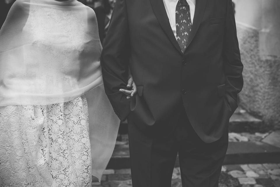 Bride and father walking