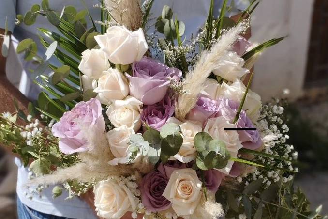 Bouquet pampas e roselline