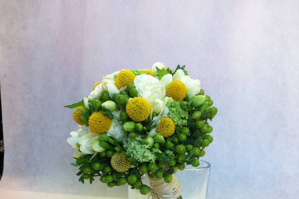 Bouquet: fresie craspedia