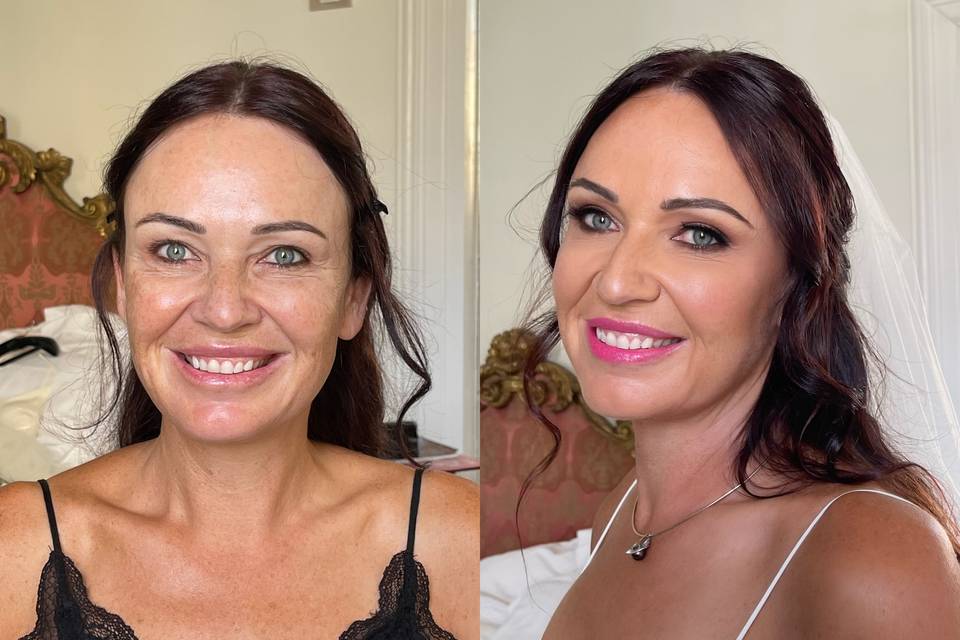 Before and After Bridal makeup