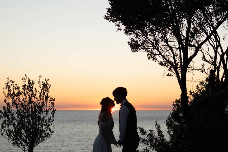 Spot foto sposi al tramonto