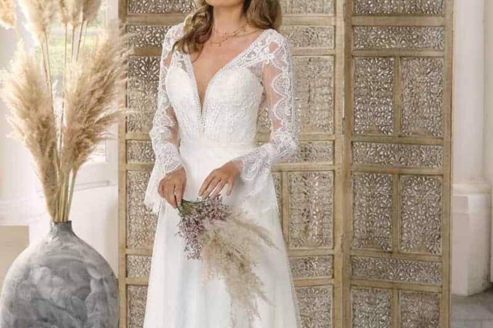 Abito da sposa manica lunga in