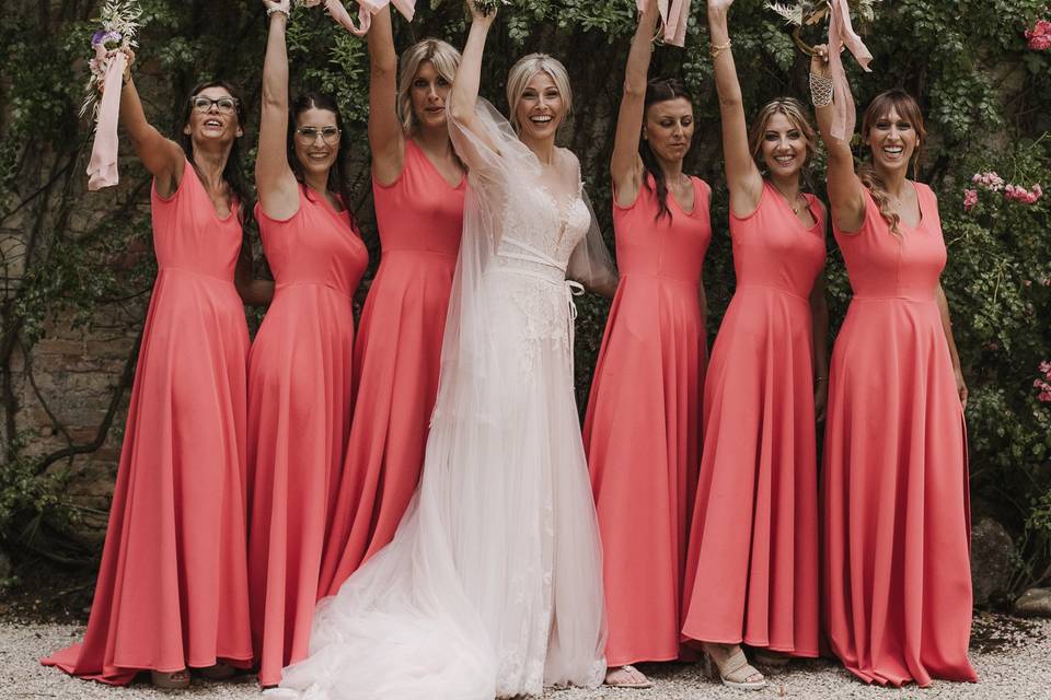 Bride and bridesmaids