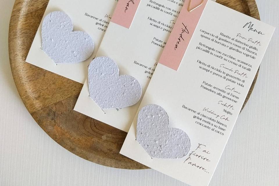 Menu con cuore piantabile