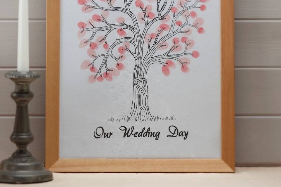 Guest book albero con impronte