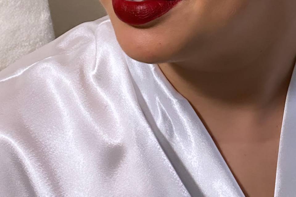 Red lips and intense eyes