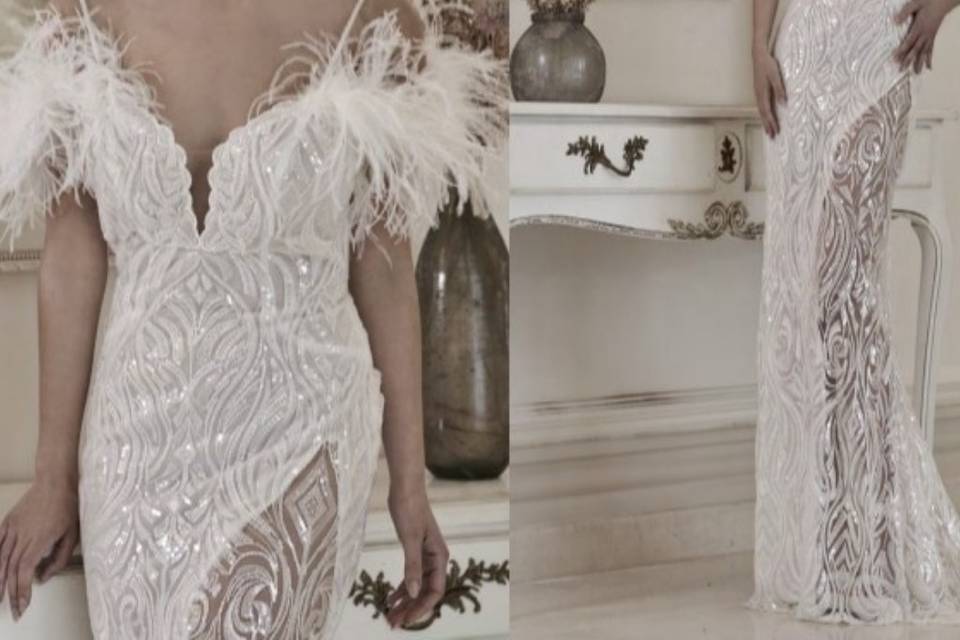 Serena in pizzo e plumage di s