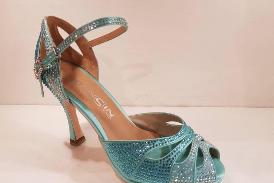 Opentoe t. 10cm strass celeste