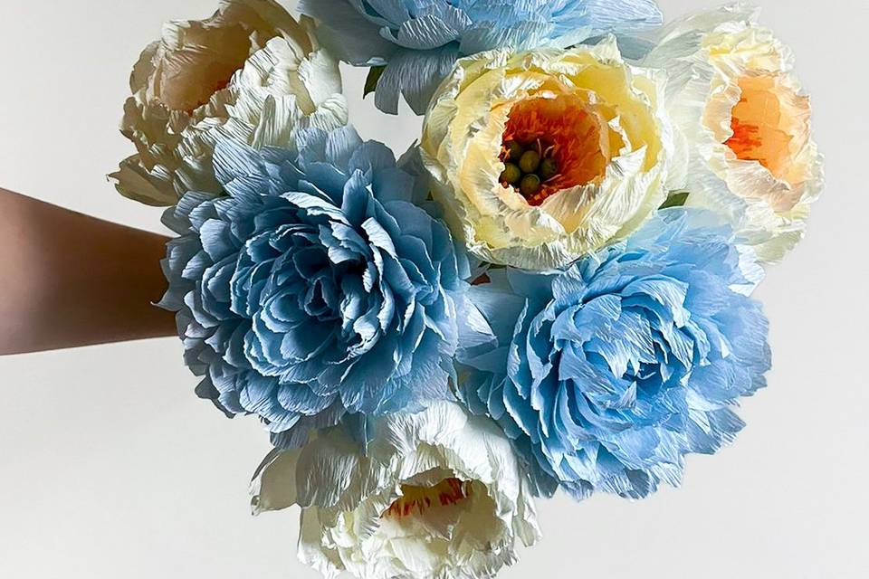 Bouquet peonie in carta crepe
